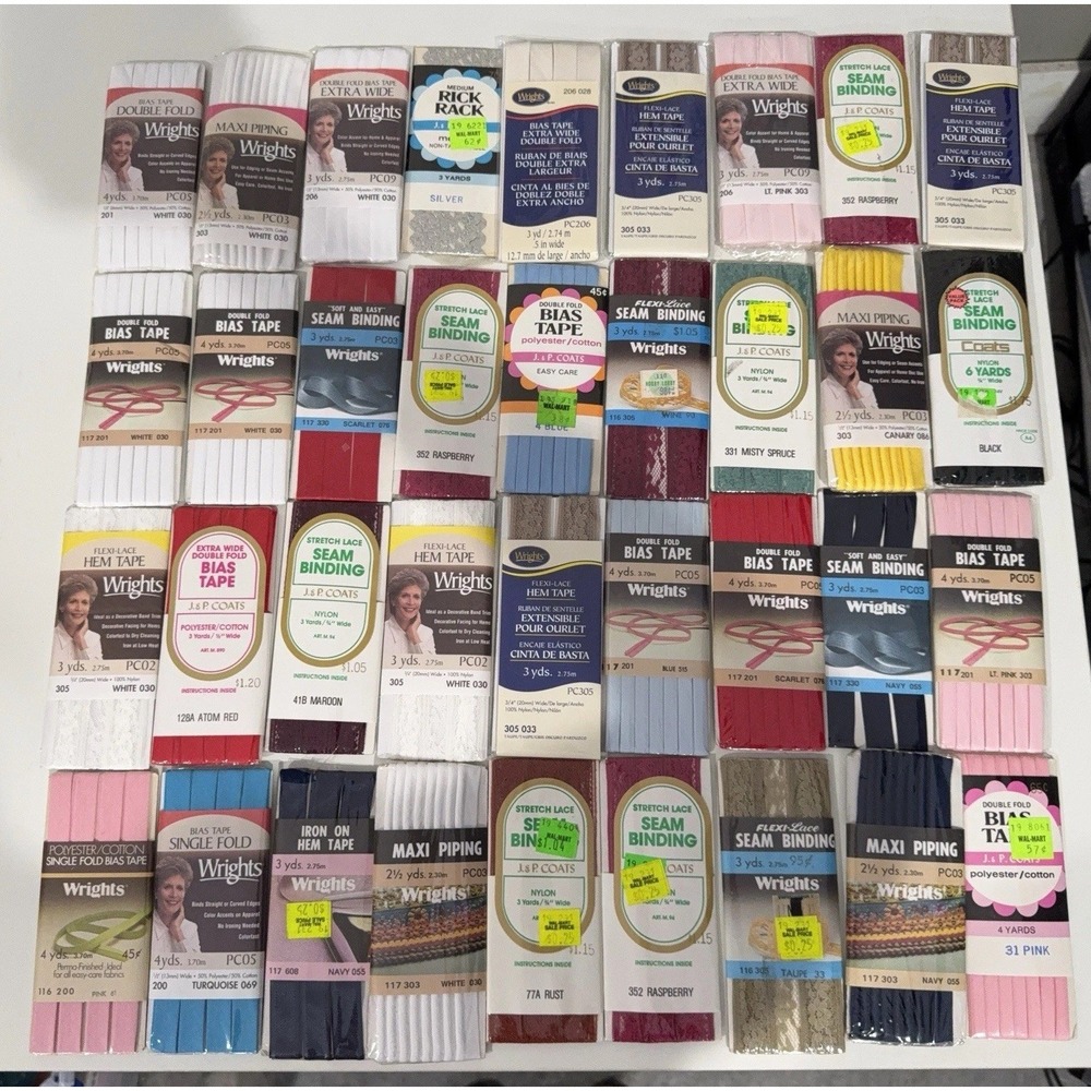 Sewing Trim Lot 67 Bias Tape Rick Rack Seam Binding Ribbon Craft Bundle